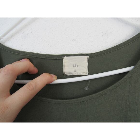 T.la Small Provincetown Top Anthropologie Women's Olive Green Tunic Split Hem - Picture 4 of 7